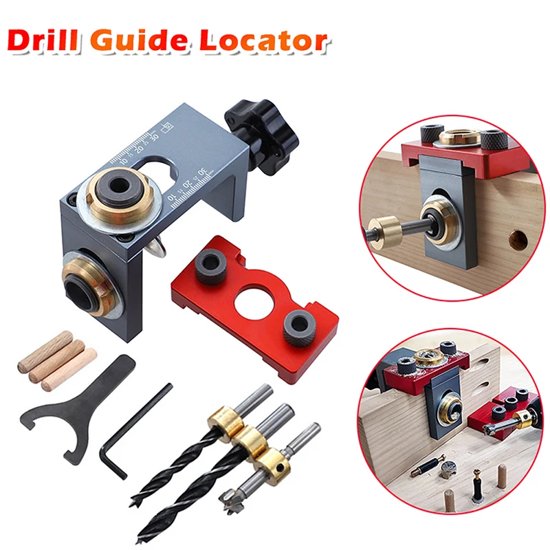 

Набор металлических дюбелей 3 в 1, Регулируемый Сверлильный направляющий локатор с 8/10/15 мм сверлильными втулками для инструмента для сращивания доски