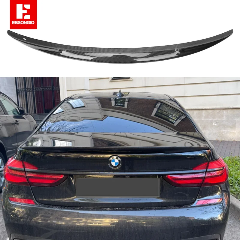 For 7 Series Car Real Carbon Fiber Rear Spoiler Boot Wing P Style for BMW G11 G12 740i 750i 760i Sedan Spoiler 2016 to 2021