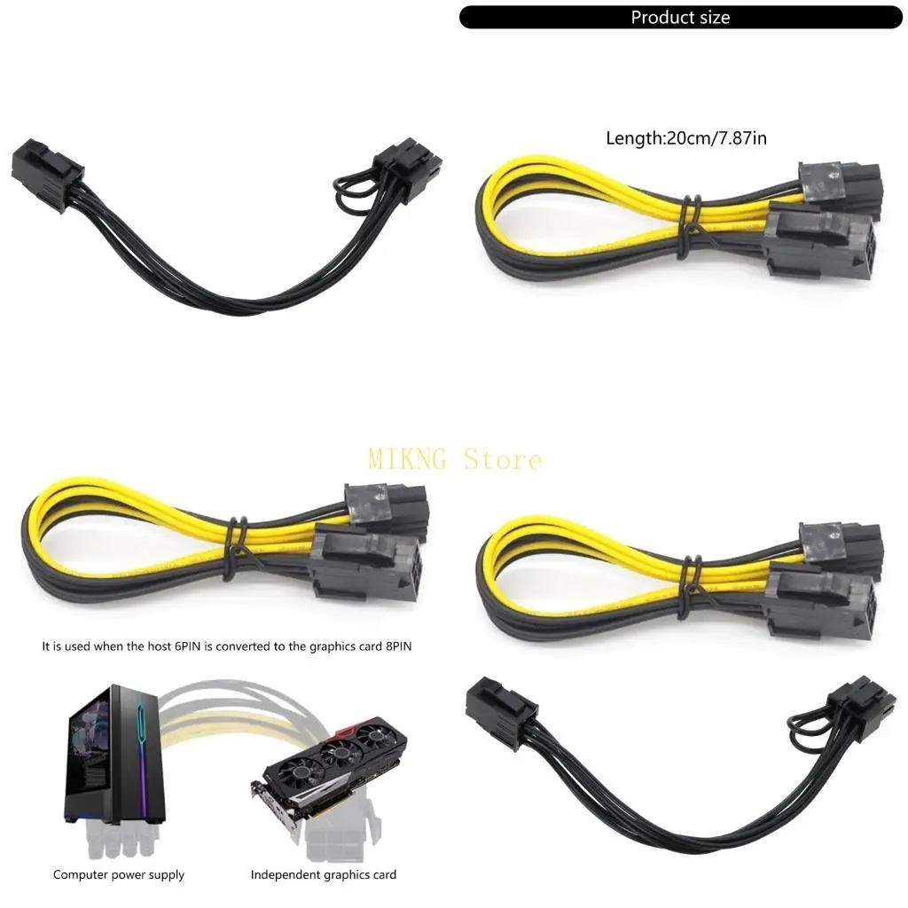 PCIE 6Pin ذكر إلى 8pin محولات كابل تمديد الطاقة الإناث لبطاقة فيديو GPU أفضل بيع