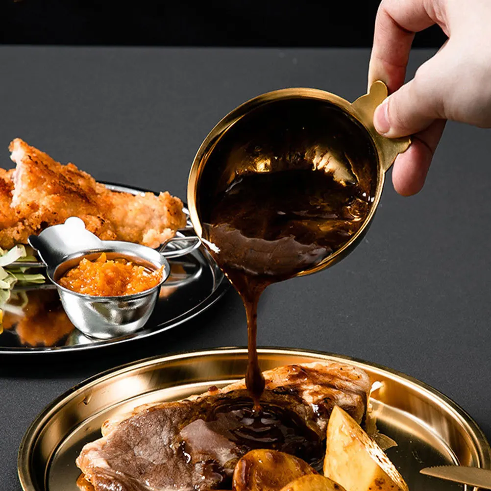 

2Pcs Stainless Steel Sauce Dish Household Seasoning Plate Decorative Multi-Function Spice Plate Seasoning Accessory for Home