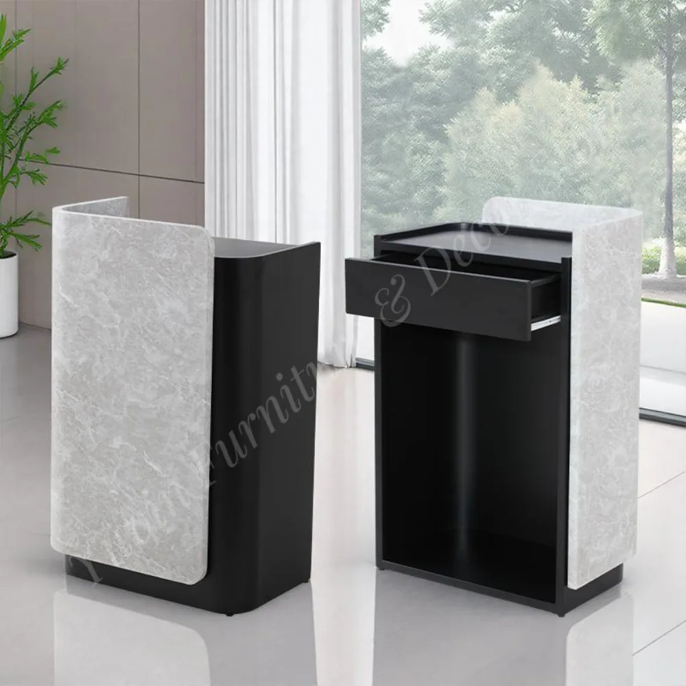 Modern Marble Pattern Stainless Steel Lecture Table Hotel Welcome Table Mall Lecture Table Simple Consultation Desk Stylish