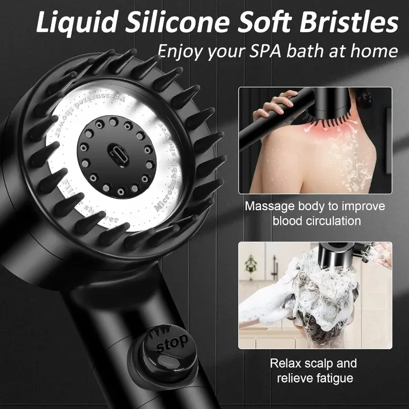 High Pressure Shower Heads with Handheld Sprayer, Filtered Shower Head Soften Hard Water with Scalp Massager for Skin