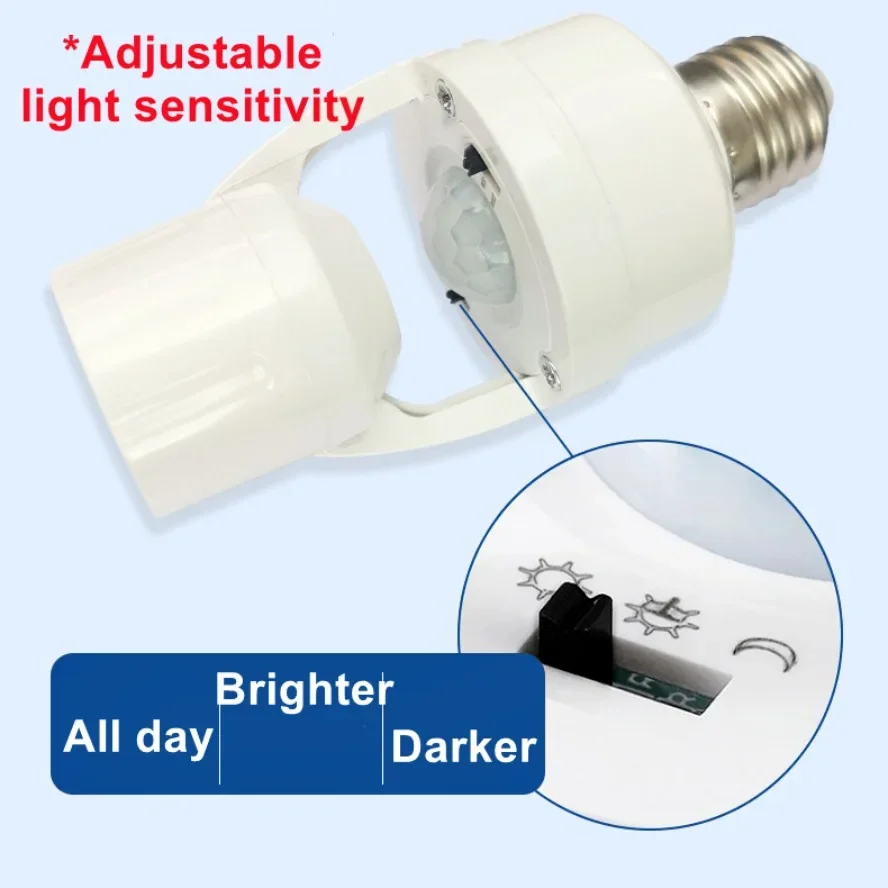 Smart Infrared Human Induction Lamp Holder Adjustable E27 PIR Motion Sensor LED Lamp Socket Base AC85-265V Intelligent Switch
