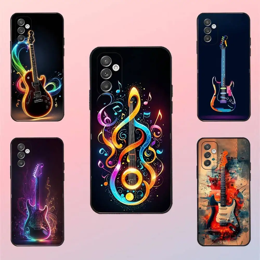 

Musical Guitar Art Phone Case For Samsung S 25,24,23,22,30,21,10,9,Ultra,Plus,Lite,FE,4,5 G Black Soft Case