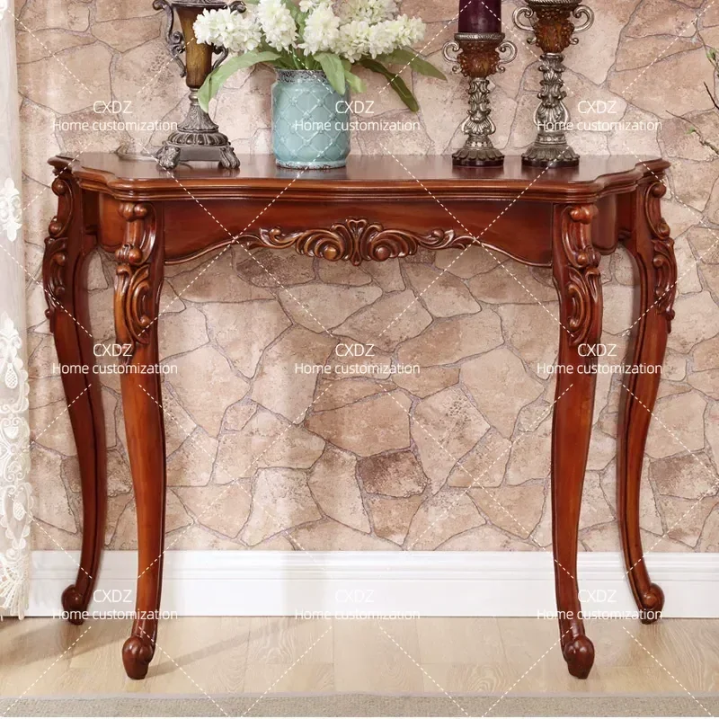 Semi Round Solid Wood Entryway Table Wall Mounted Console Sofa Back Desk for Corridor Hallway Narrow Space Storage Cabinet