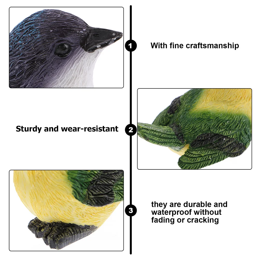 

6Pcs Resin Bird Statues Durable Smooth Surface Miniature Garden Balcony Yard Plant Pot Decoration Resin Bird Figurine