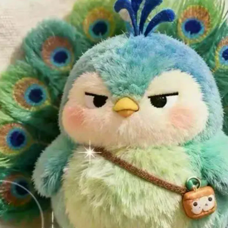 

1Pcs Creative Cute Backpack Pendant Maillard Green Peacock Plush Doll Pulling Cool Expressions Girl Gift