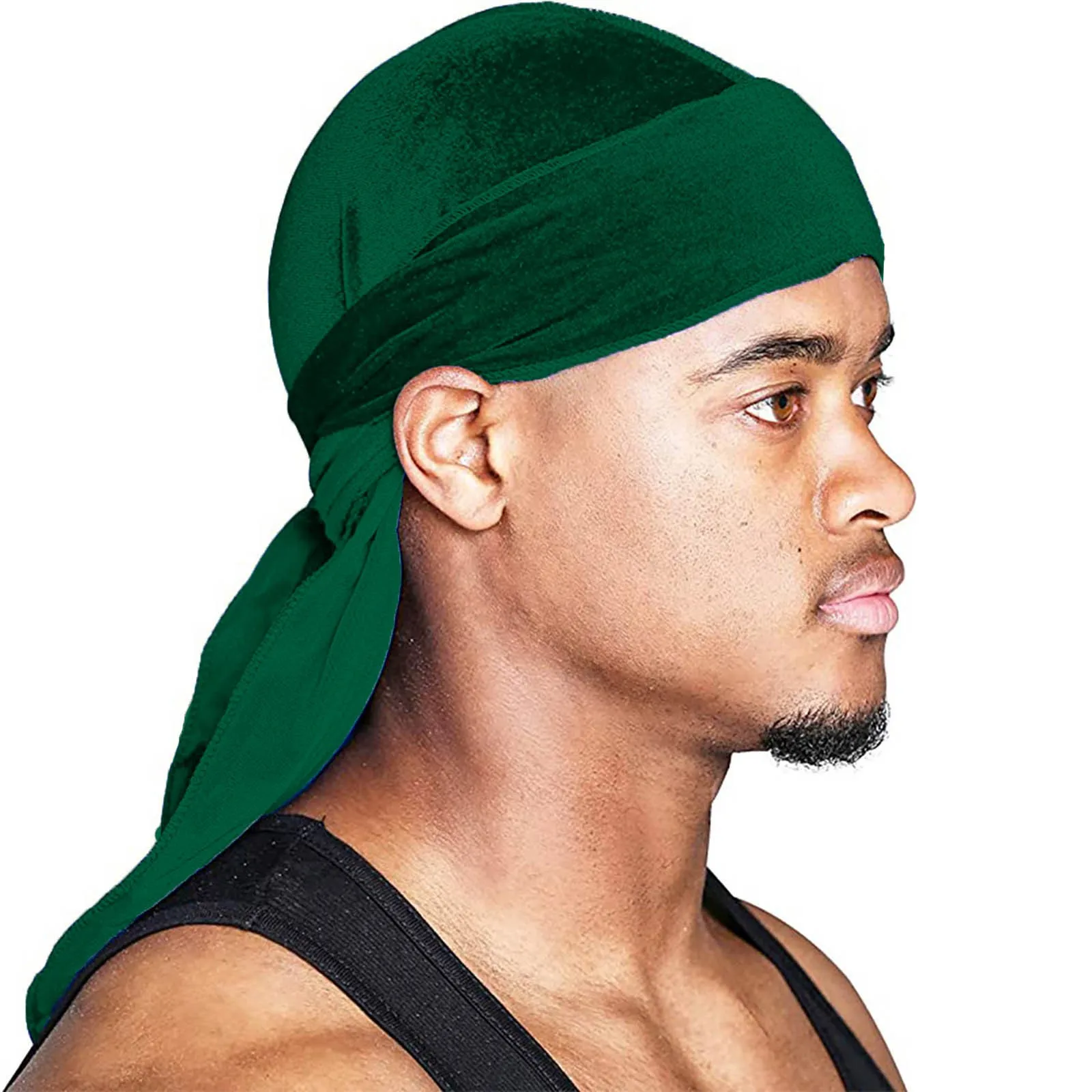Men's Fashion Turbans Velvet Long Tail Braided Pirate Hat Outdoor Activity Personalized Bandana Turban Satin Elastic Headband