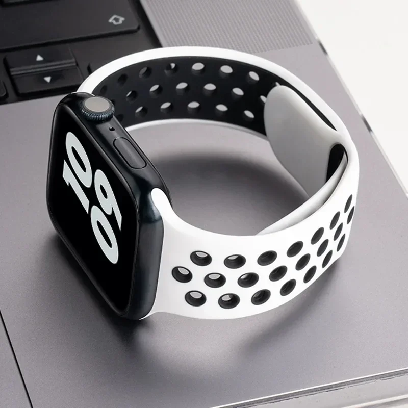 Sport watch strap For Apple Watch Bands Ultra 49mm 44mm 45mm 38/40mm 41mm 46mm Silicone Bracelet iWatch Series 10 8 7 6 5 3 9 SE