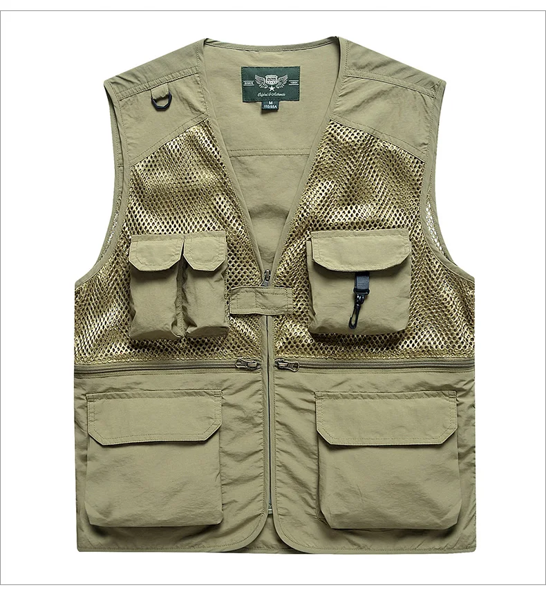 

2024 Jeep Summer Thin Mesh Vest Cotton Mountaineering Leisure Quick Drying Multi Pocket Functional Photography Fishing Vest Shou