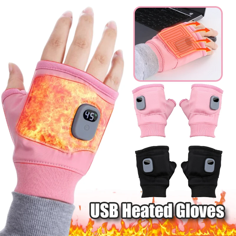 Warm Heating Gloves Winter Electric Heating Gloves USB Charging Men and Women Winter Warmer 3‑speed Adjustable Heating Gloves