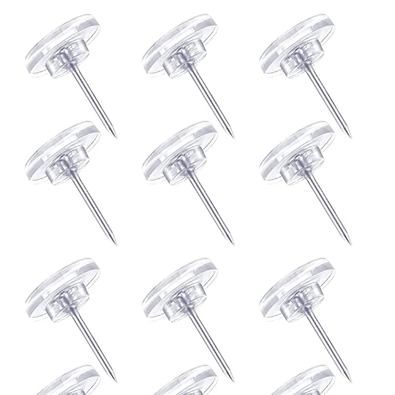 50/100Pcs Transparent Push Pins Plastic Clear Thumb Tacks Flat Push Pins For Cork Board, Wall Hanging, Bulletin Board and Crafts