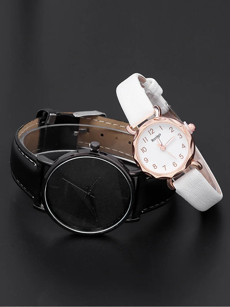 4pcs Minimalist Casual Fashion Wristwatch, Student Strap, Quartz Watch, Male and Female Couple Watch, Couple Necklace