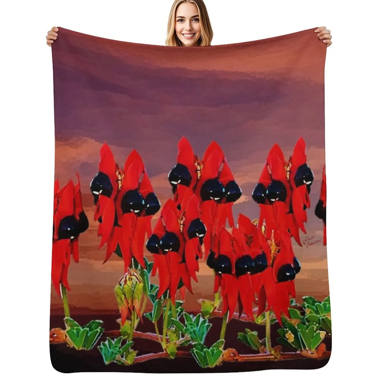 

Aussie Sturt Desert Pea Throw Blanket Polar sofa bed Flannel Fabric for babies Blankets