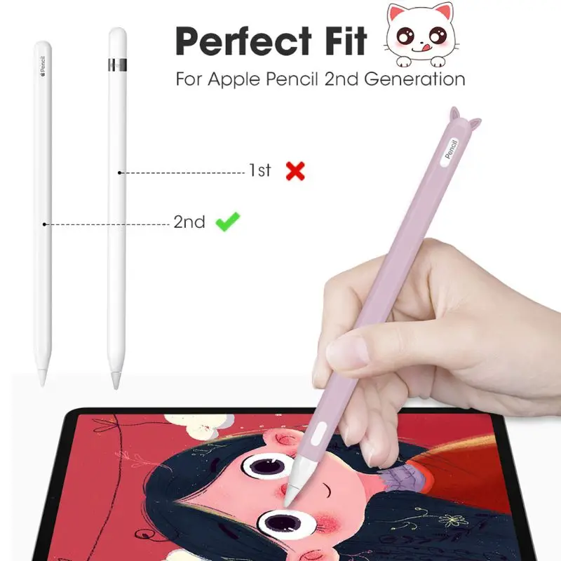 for Cat Ear Anti-scroll Silicone Protective Holder Nib Cover Protective for case Skin for pro Pencil 2nd