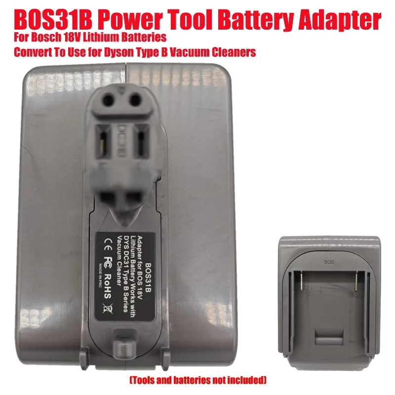

Адаптер для аккумуляторов BOS31B для электроинструментов Bosch 18V, позволяющий использовать литиевые батареи Bosch для пылесосов Dyson Type B.