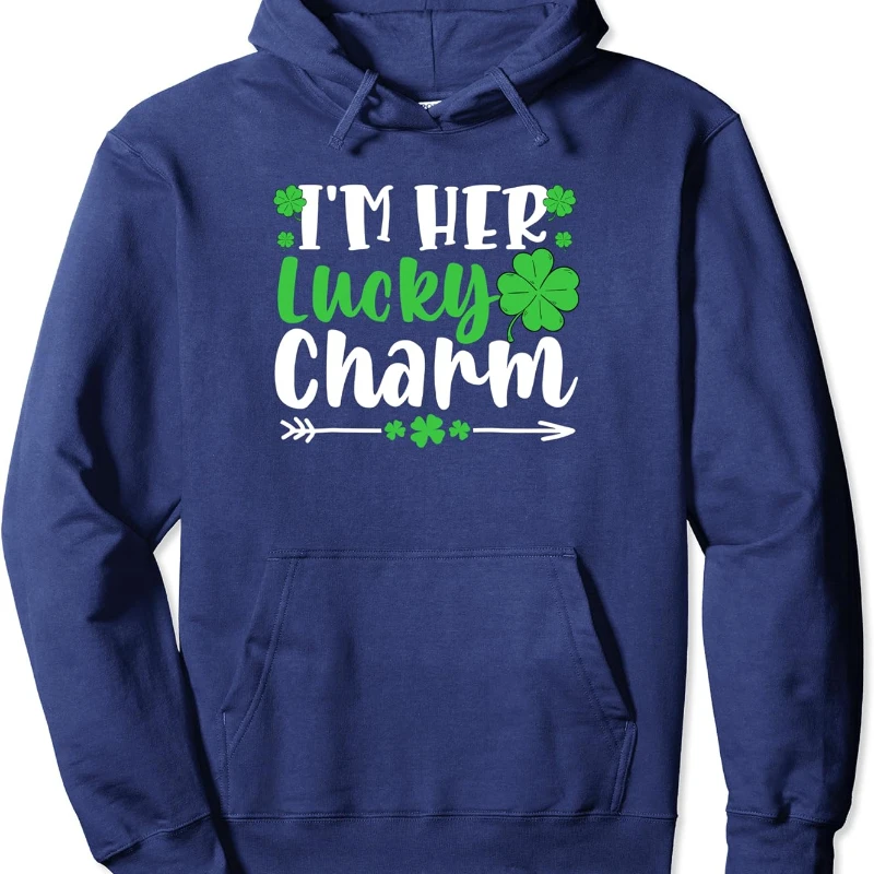 I'm Her Lucky Charm Funny Couples St Patricks Day Autumn and Winter Pullover Long Sleeve Matching Hoodies Keep Warm Sweatshirt