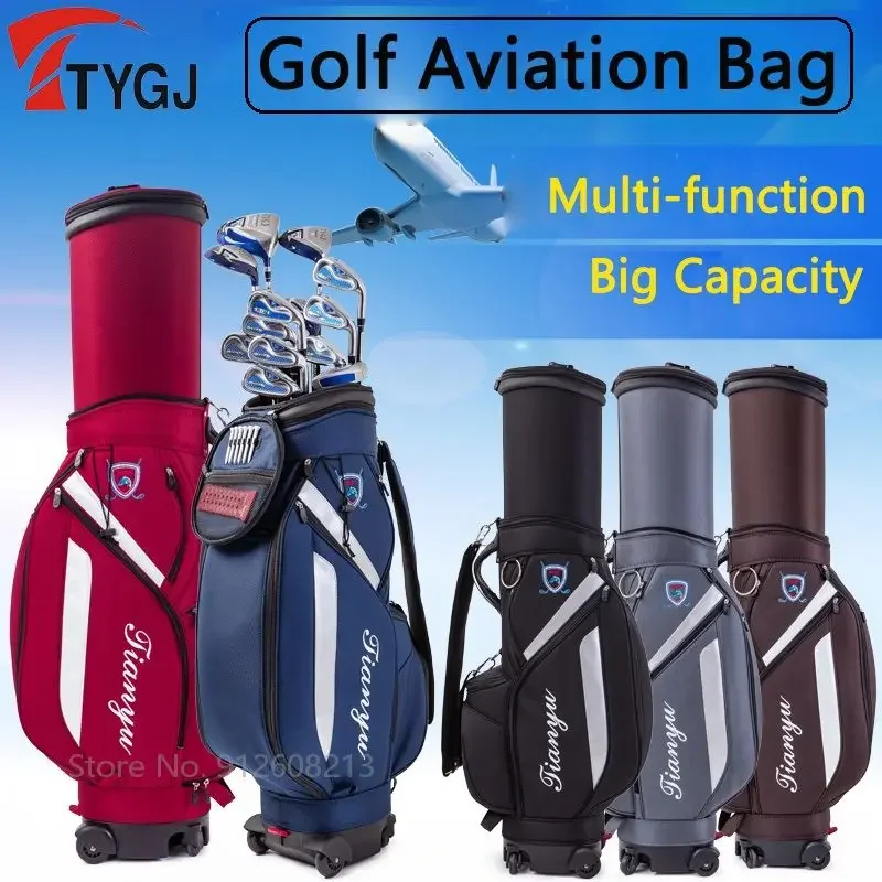 TTYGJ Golf Bags with Rain Cover Retractable Golf Stand Bag Big Capacity Aviation Pack Waterproof Multi-function Clubs Package