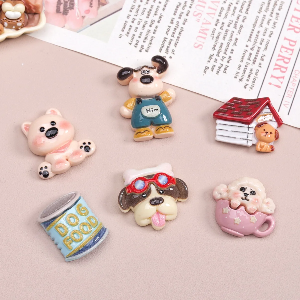 10pcs Cartoon Kawaii Dog Resin Flatback Cabochon DIY Headwear Craft Scrapbooking Accessories