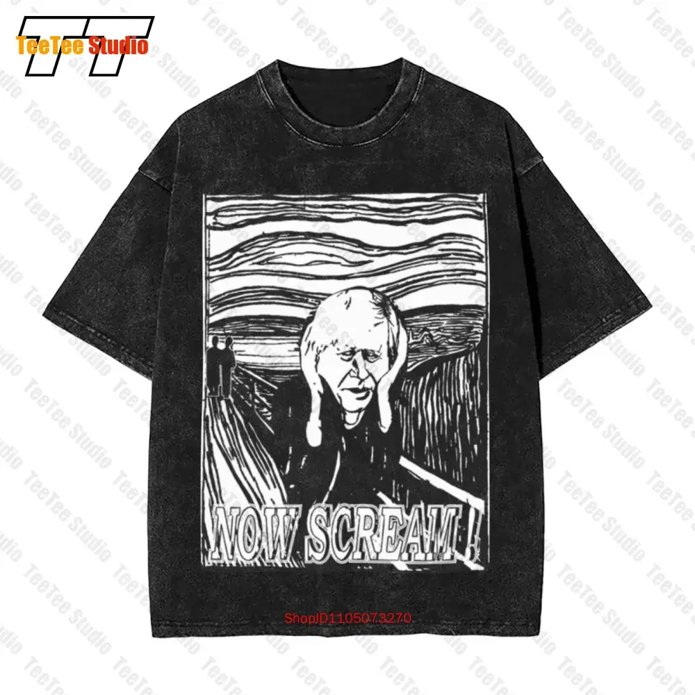 Pour Hommes Boris Johnson Pm Edvard Munch Le Cri Brexit Remoaner Revoke Vintage Oversized T-Shirt AUT1