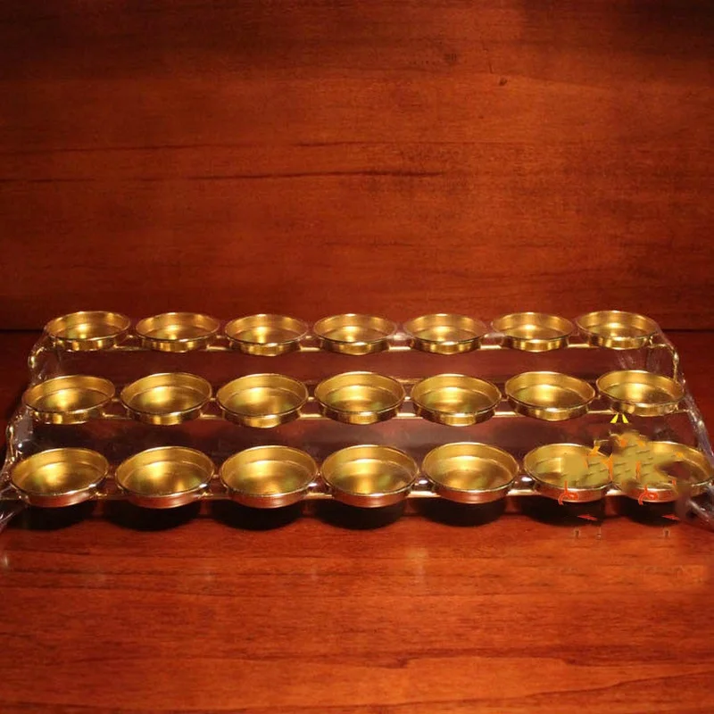 21-Cup Tibetan Buddhist Butter Lamp Holder Golden Multi-Tiered Lotus Lamp Stand Religious Buddhist Altar Worship Decor Statue