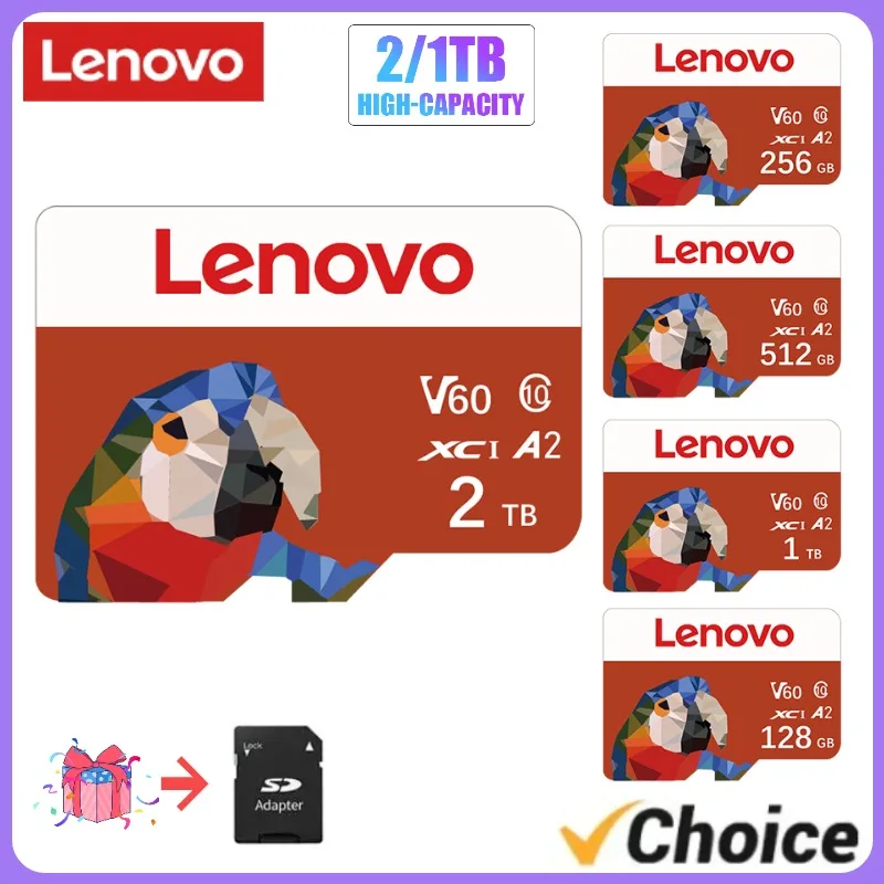 Lenovo Cartão De Memória kartu memori A2, kecepatan tinggi menulis kartu memori kecepatan tinggi tahan air 1TB dengan adaptor