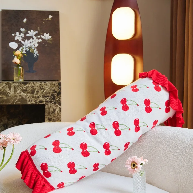 Home with girl style cherry blanket Four Seasons Available Portable blanket, cherry leg pillow sleeping cylindrical long pillow