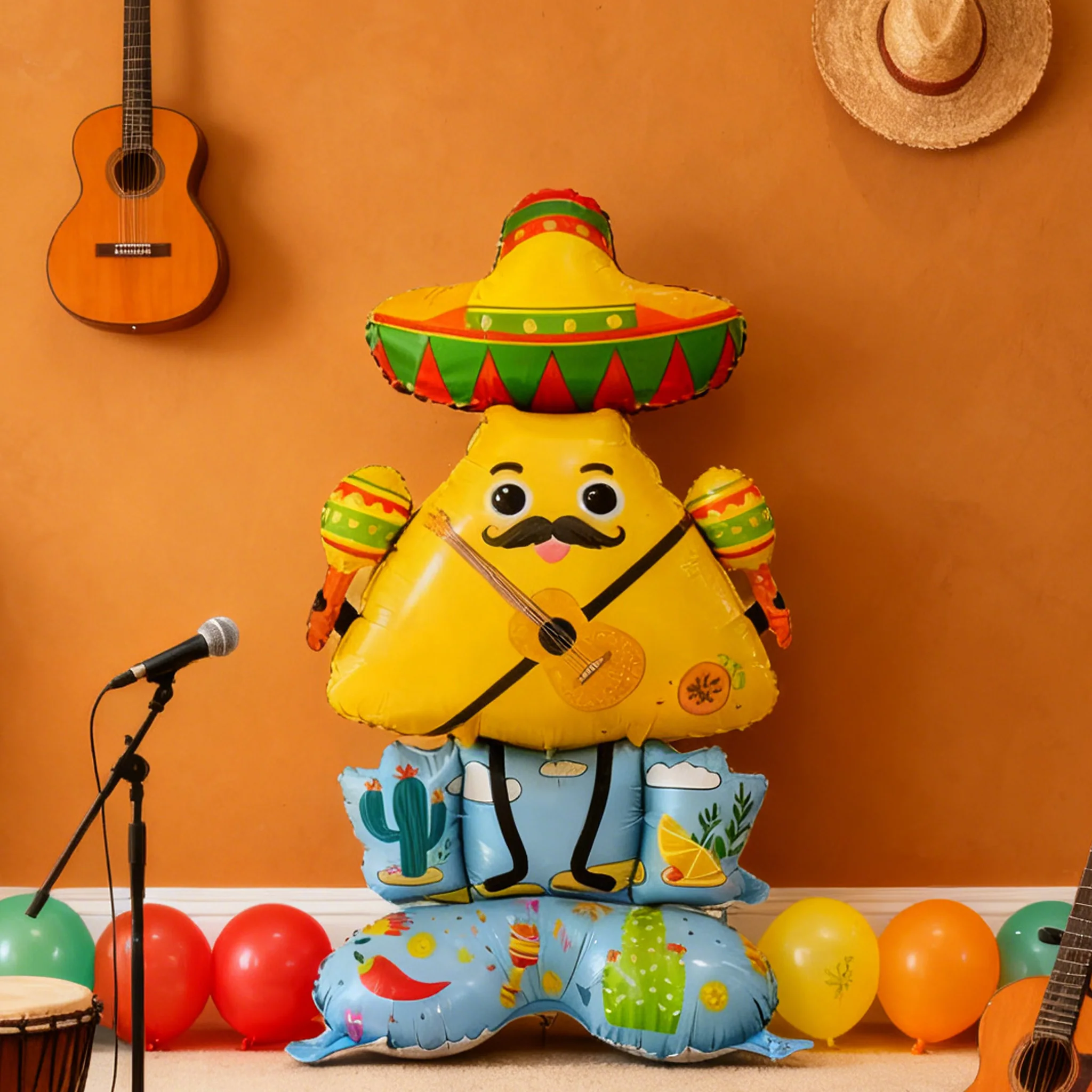 Globo de Aluminio con Forma de Taco, Base para Exhibición, Decoración para Fiestas de Cumpleaños con Temática Mexicana, Regalos para Eventos, Decoración para Interiores y Exteriores