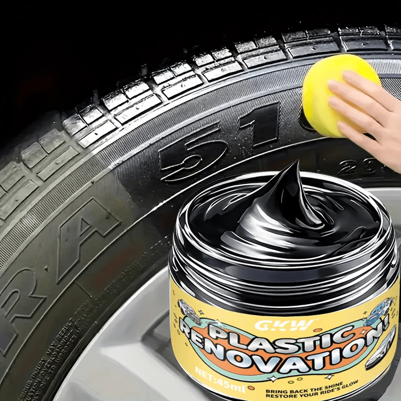 Car Tire Shine Wax, long‑lasting black protective coating, anti‑aging anti‑crack fade, for tire sidewalls,with applicator sponge