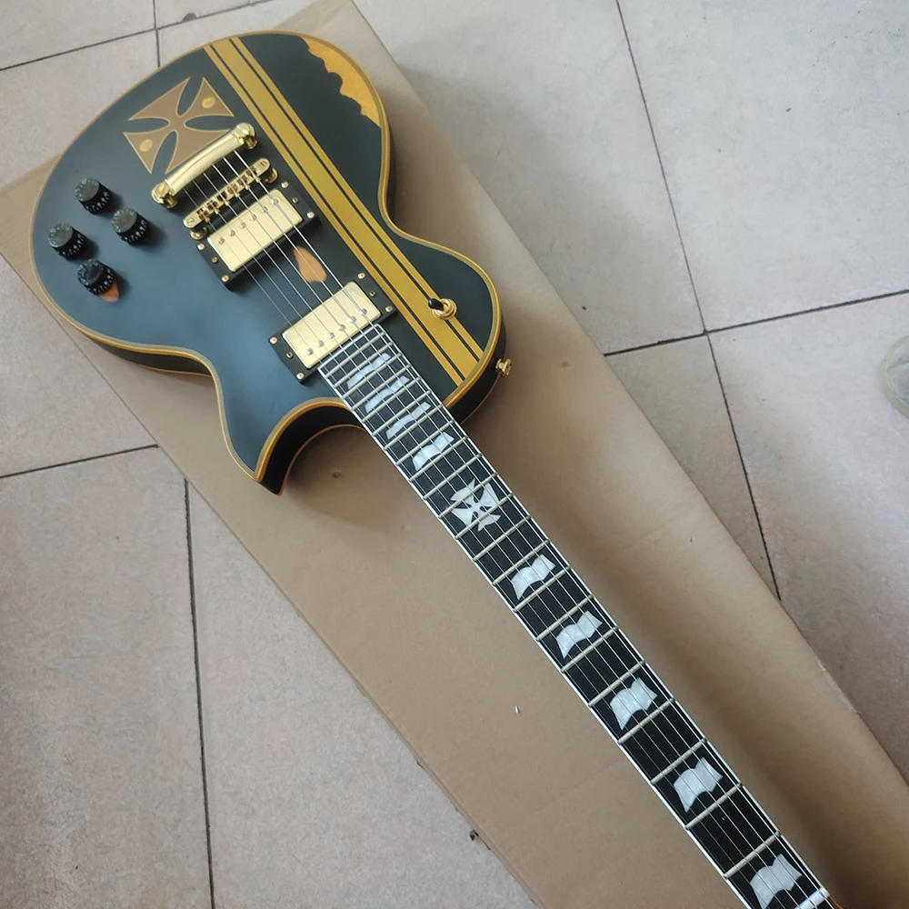 

Black Ruins Processing Electric Guitar in Inventory, UN73 Carving, Professional Debugging, Gold Accessories, Fast Shipping