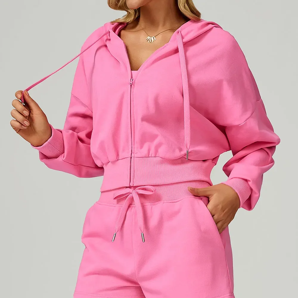 

Зимняя спортивная толстовка на молнии для женщин, повседневная свободная и универсальная толстовка с капюшоном и длинными рукавами, женская спортивная одежда для бега и фитнеса