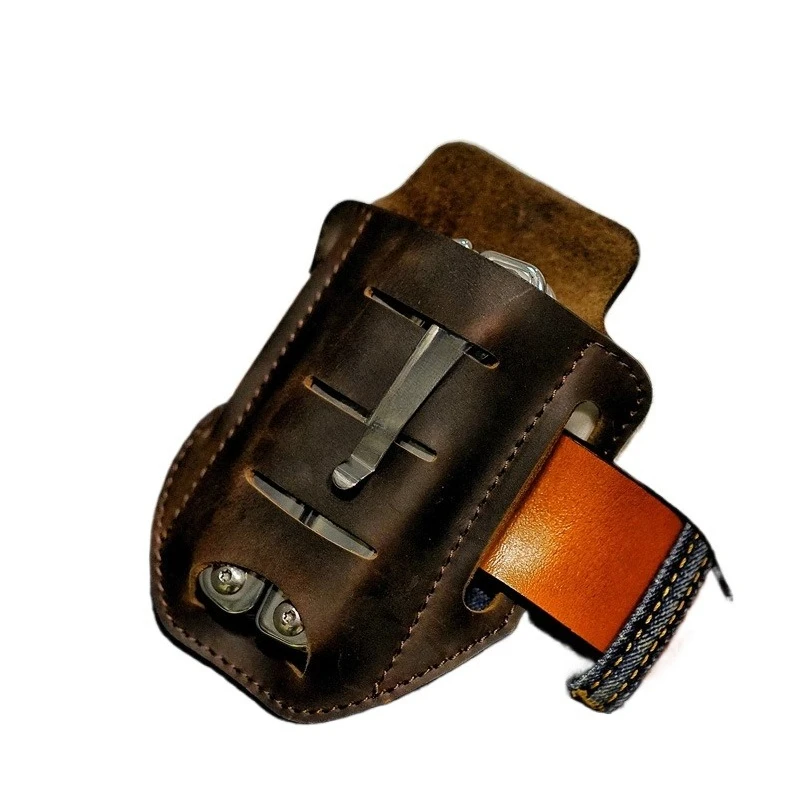 

PJ9 Crazy Horse Leather Multi-purpose Tool Cover, Flashlight Tactical Pen Bag Knife Leather Case Belt Cover
