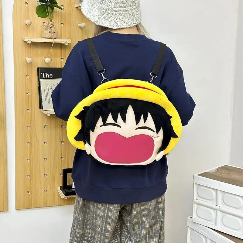 Borsa a tracolla Anime One Piece Rufy Peluche Zaino a bocca grande Zaino per coppie Zaino trasparente Itabag Borsa antidolore per cartoni animati Regalo di compleanno