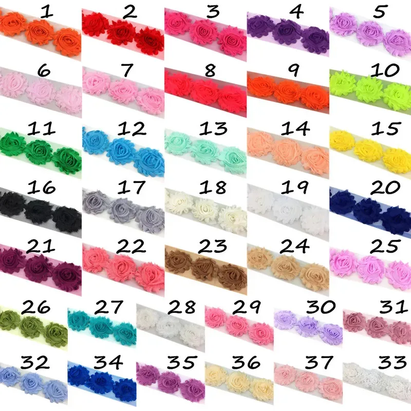 6.5cm Shabby Chiffon Rose Trim Frayed Flowers Blossom DIY Baby Girls Hair Accessories Headband Hairband Craft