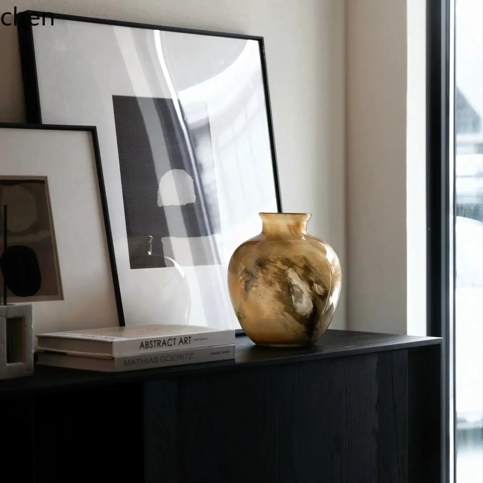 vase - cloud texture planet series ink wash glass vase - home decor chinese style