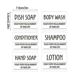 3/4/6pcs Waterproof Soap Dispenser Stickers Bottle Label Farmhouse Bathroom Kitchen Hand Soap Shampoo Lotion Conditioner Labels