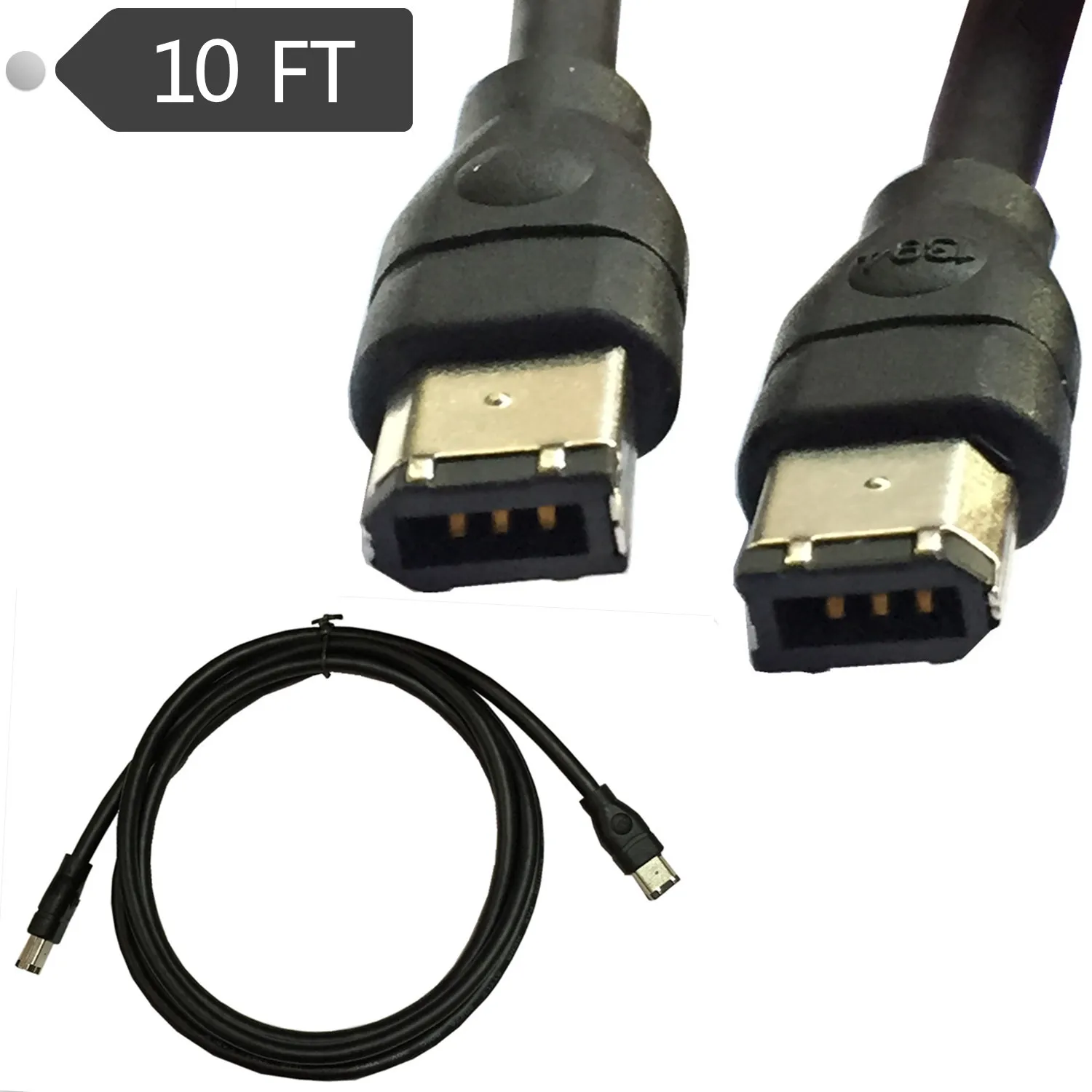 Black IEEE 1394 Firewire 400 to Firewire 400 Cable, 6 Pin/6 Pin Male / Male - 10 FT