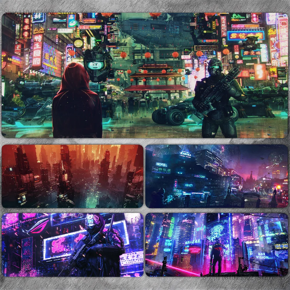 Cyberpunk Non-slip Mouse Pad Suitable For Office Computers Laptops E-sports Game Desk Mats XXL Keyboard