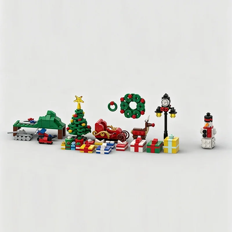 QWERT Street View Model MOC Building Bricks Winter Village Elements Modular Technology Toys Suit Display Christmas Holiday Gift