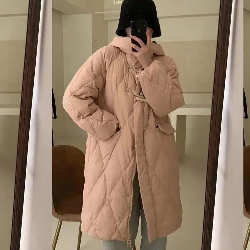 

2023 New Fashion Autumn Winter Women Midi Long Coat Ladies Ultra Light Down Coat Parka White Duck Down Jacket Outwears X94