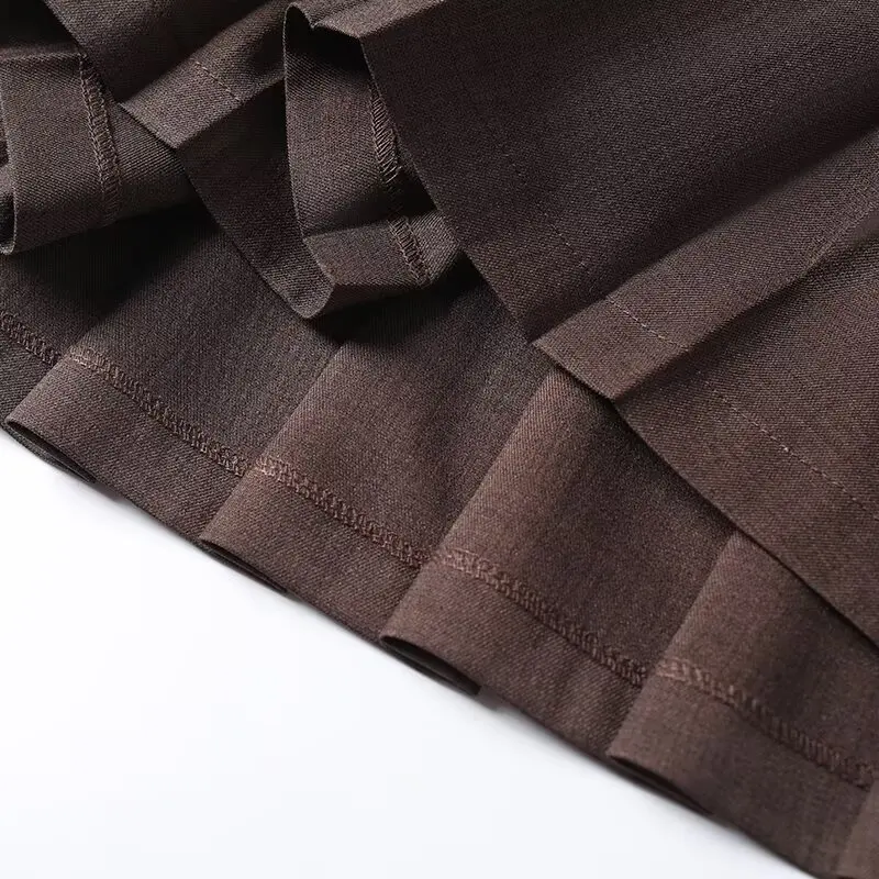 제니&데이브 2026 스커트 여성 의류 팔다스 스커트 프랑스 패션 여성 플리츠 스커트 빈티지 하이 웨이스트 A라인 스커트 여성