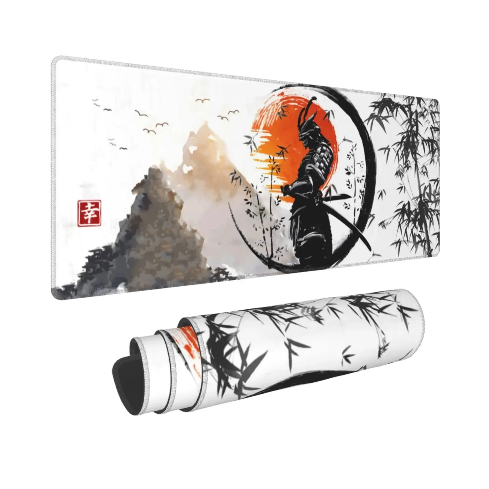 Japanese Samurai Tree Sun Mouse Pad Gaming XL New Computer Home Mousepad XXL Desk Mats Natural Rubber Office Anti Slip Mouse Mat