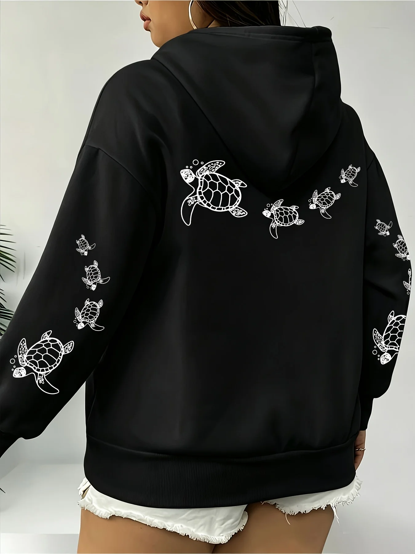 Creative Turtle Swimming Prints Women Clothing Hoodie Warm Sport Tops All-Match Comfortable Sportswears Soft Trendy Clothes