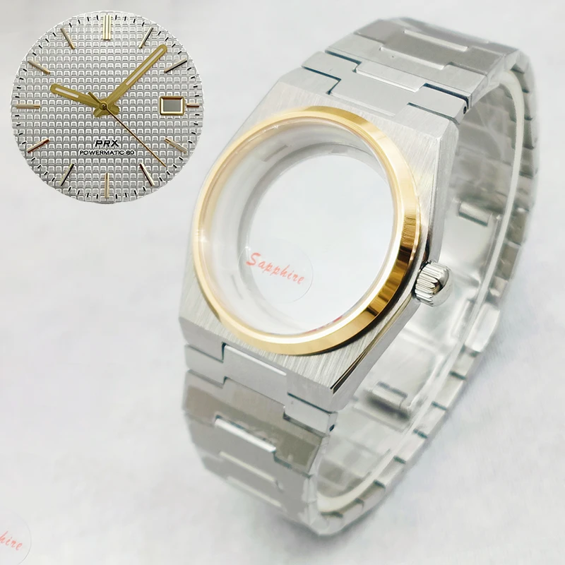 Корпус PRX Super Player Корпуса для часов из сапфирового стекла Подходит для механизма NH35 4R35 NH36 Прозрачная задняя крышка Детали корпуса часов PRX
