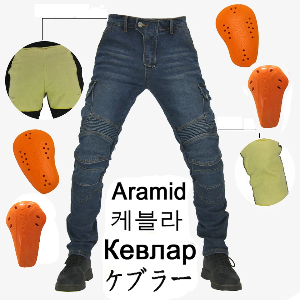 Aramid Fiber Motorcycle Jeans Fireproof Knee Protection Motorcycle Trousers for Riding Touring