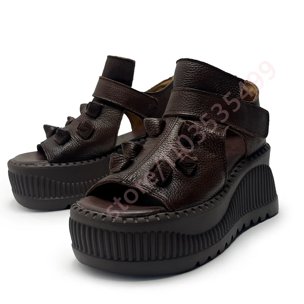 Open Toe Platform Wedge Women Sandals Adjustable Hook & Loop Ankle Strap Retro Gothic Retro Summer Outdoor Street Fashion Sandal