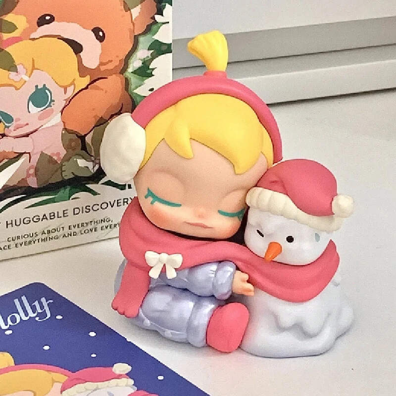 Dalam stok baru asli POPMART bayi Molly Hug eksplorasi rencana seri kotak buta wajah vinil mainan Kawaii Molly koleksi hadiah anak-anak