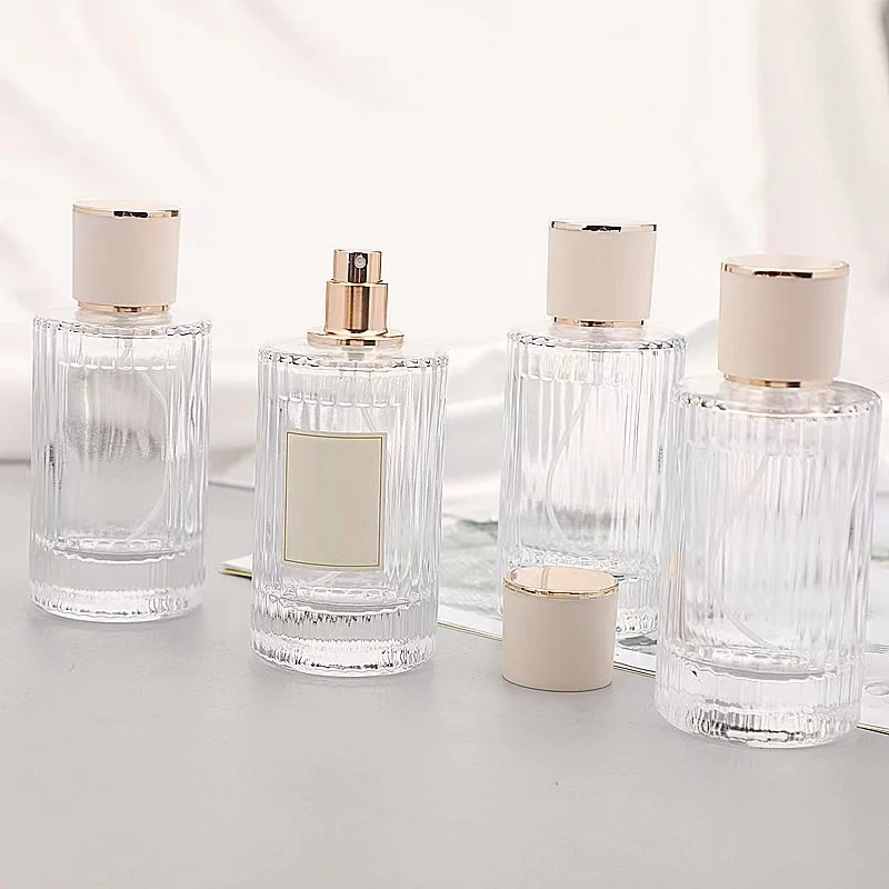 30ml/50ml Refillable Clear Glass Perfume Bottle Striped Spray Makeup Dispenser Bottle