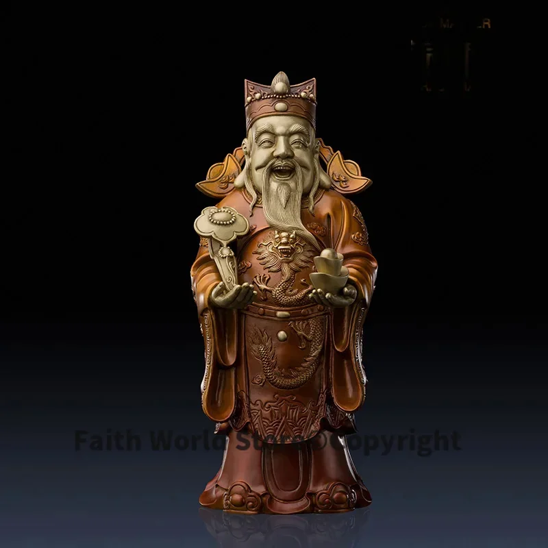 GOOD --HOME LIVING ROOM office SHOP TOP Decor ART --High-grade God of wealth Fortune Buddha FENG SHUI brass statue sculpture