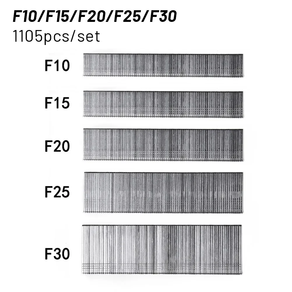 Grampeador de 304 para Carpintaria Pistola de Pregos Unhas Retas Brad Grampos para Móveis Faça Você Mesmo F15 F20 F25 F30 1105 Pcs Aço Inoxidável
